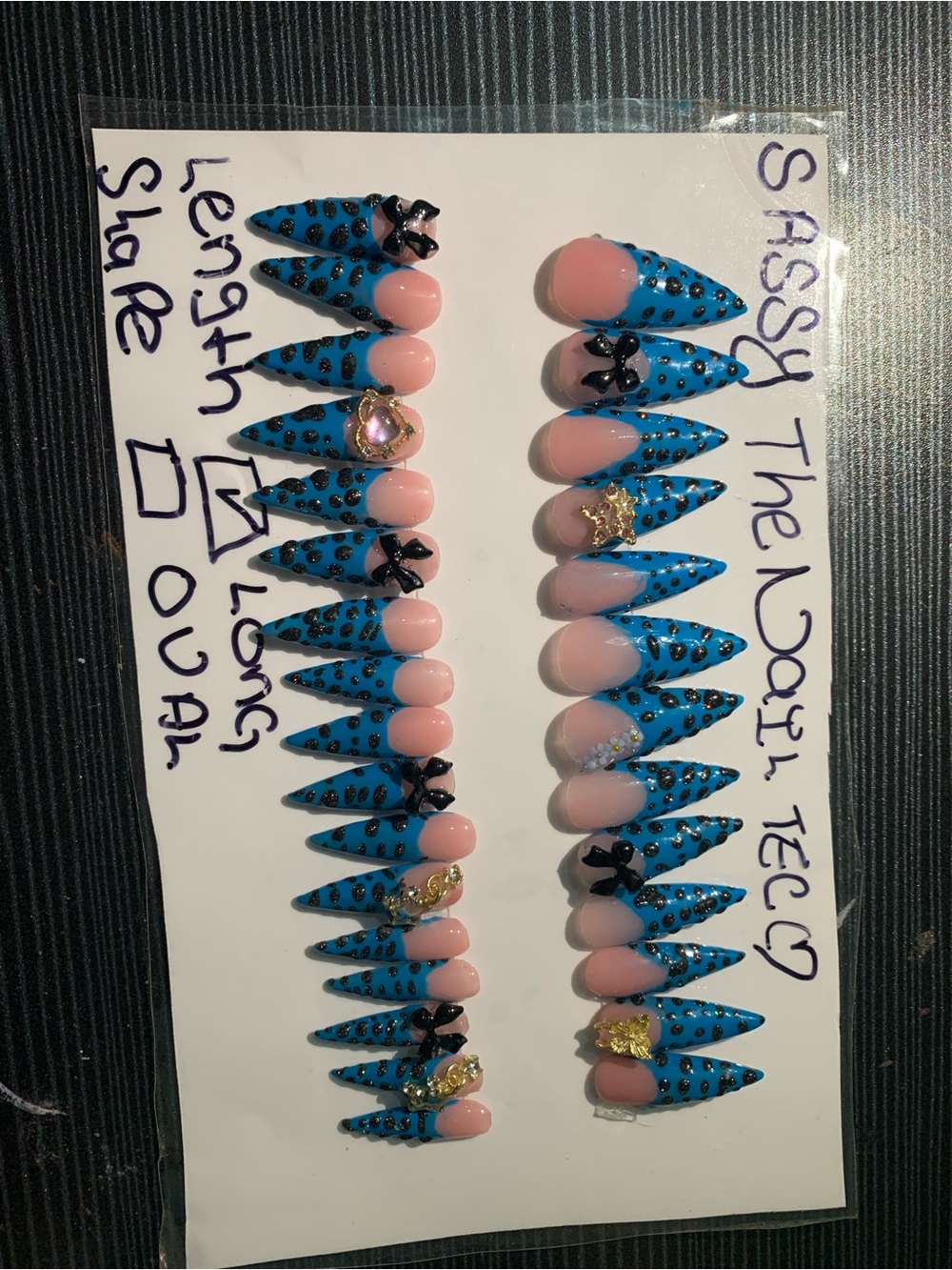 Blue & Pink  Rhinestone Press-On Nails - Picture 7 of 16